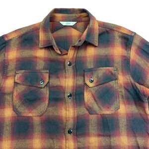 3sixteen Shirt Mens Medium Orange Plaid Long Sleeve Flannel Button Up USA